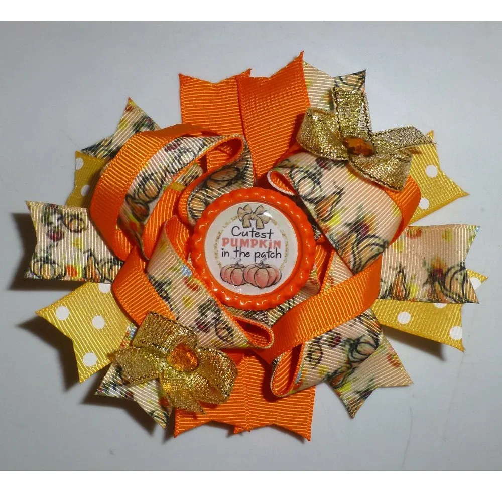 Halloween Pumpkin Patch Girls 5-Inch Hair Bow Clip